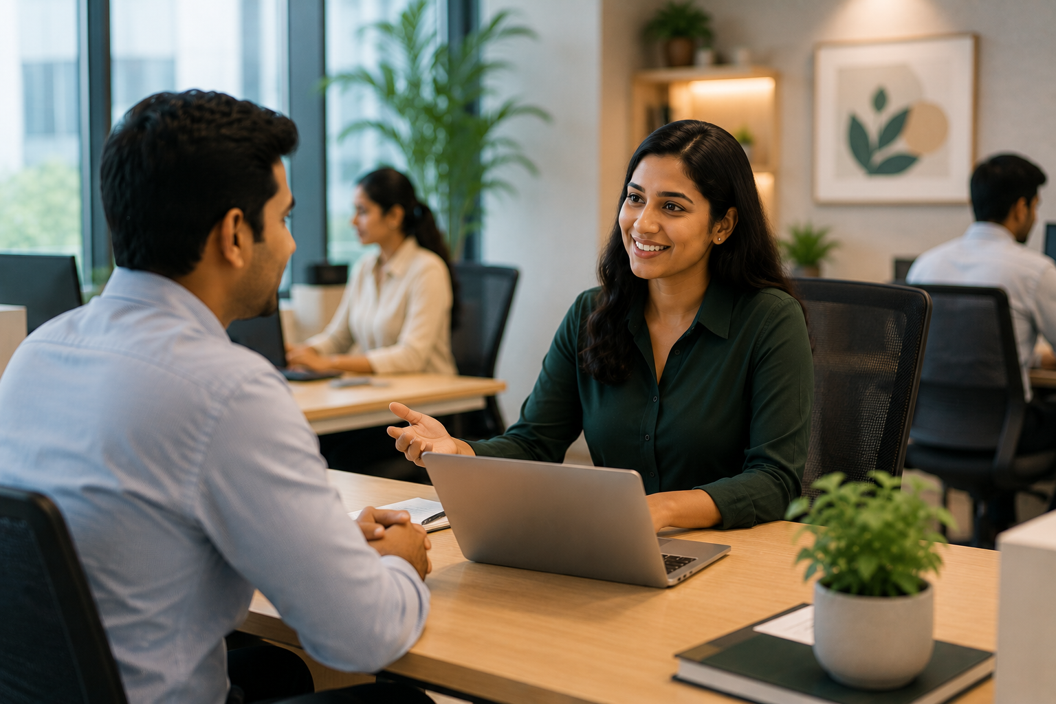 A VIMA advisor discussing benefits support with a client's HR and people team